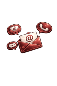 Contacto Íconos de comunicación en burdeos